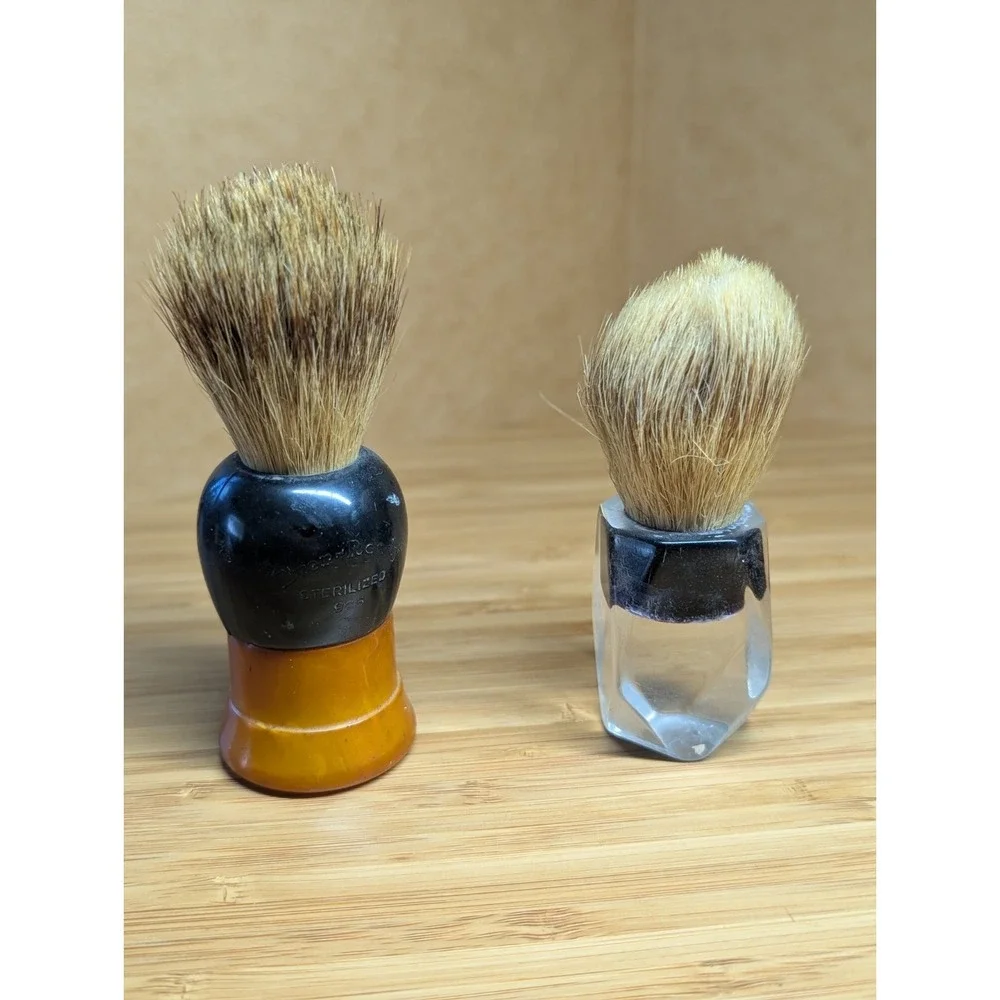 Vintage Shaving Set Brushes Every Ready Opal Badger w Bowls 925 Sterling Silver
